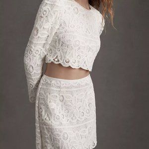 BHLDN White Saylor Bernie Lace Top & Skirt Set